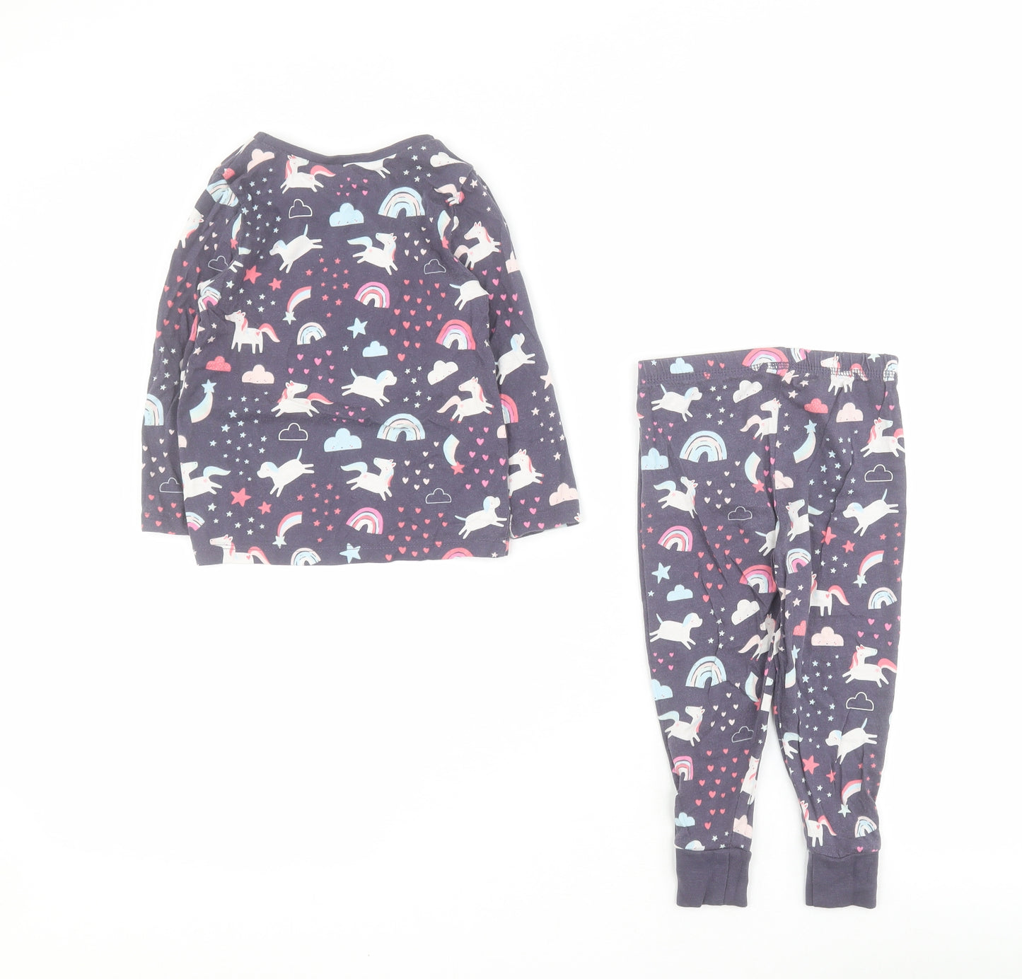 George Baby Blue Solid Cotton Babydoll Pyjama Set Size 18-24 Months  Pullover