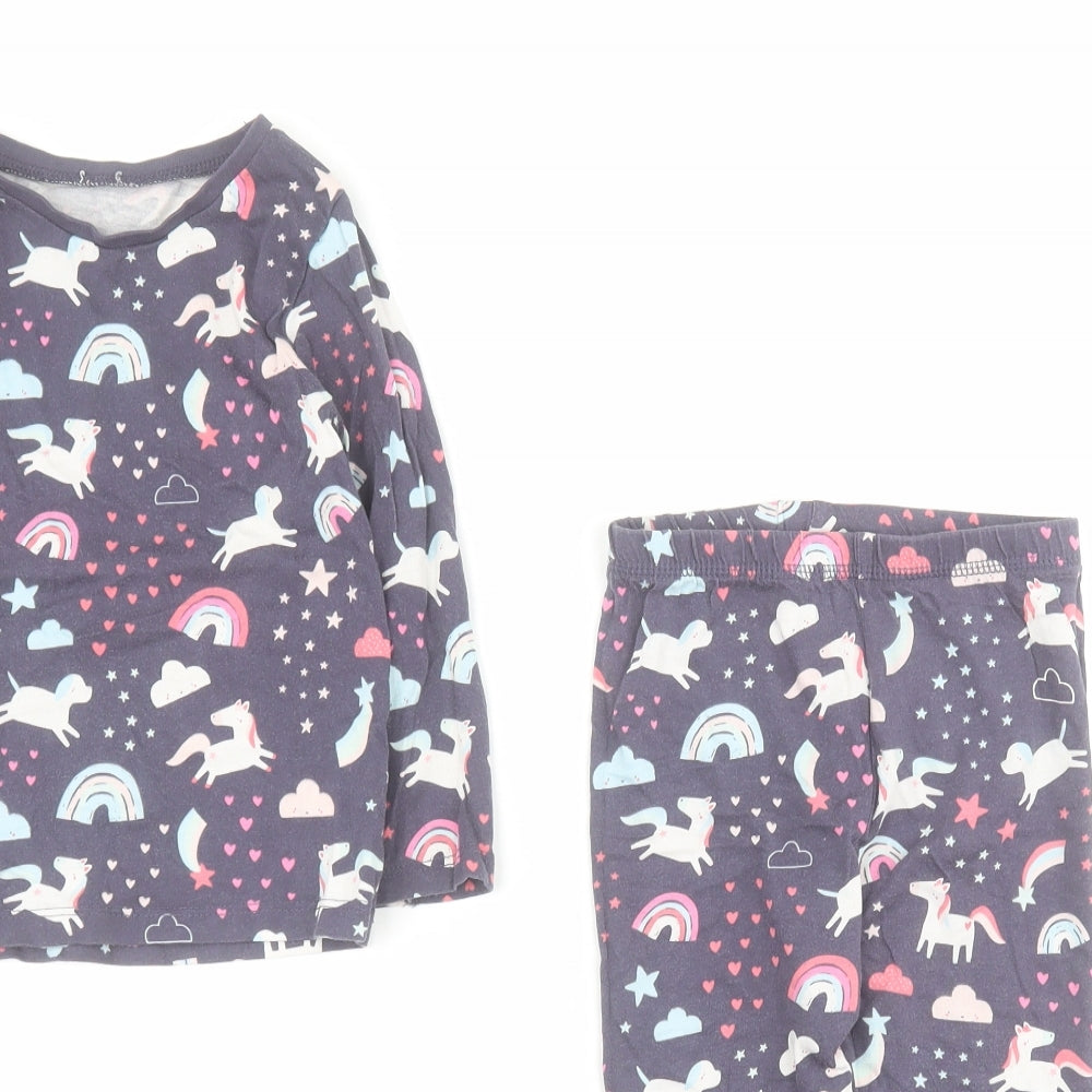 George Baby Blue Solid Cotton Babydoll Pyjama Set Size 18-24 Months  Pullover