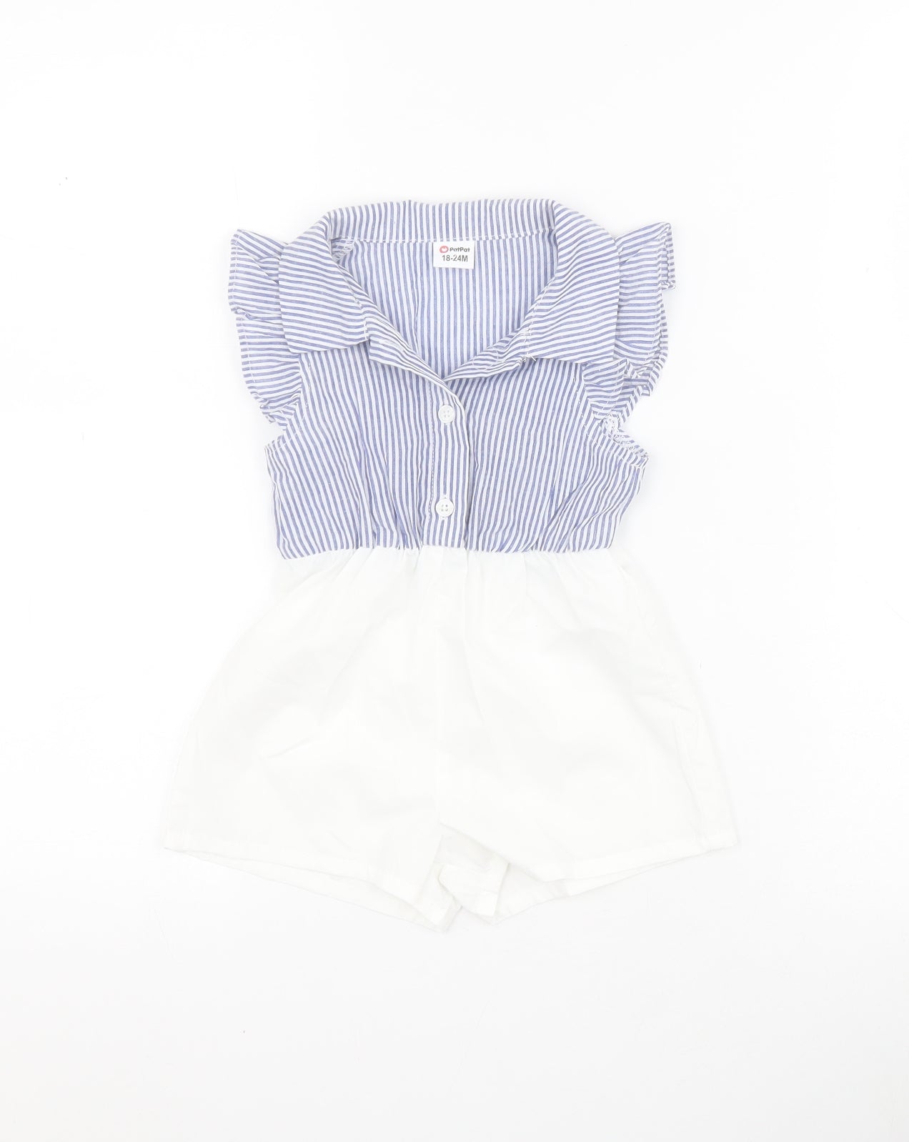 Patpat Baby White Striped Polyester Romper Outfit/Set Size 18-24 Months  Button