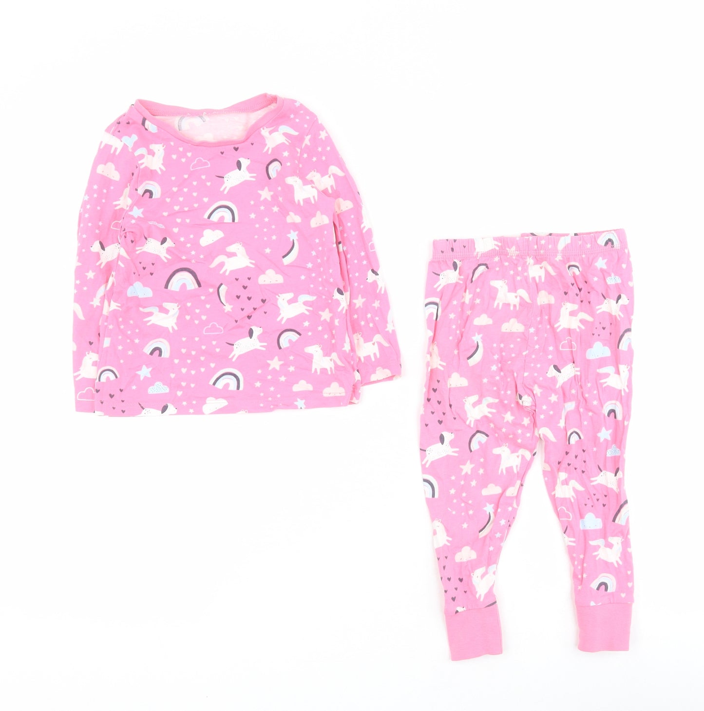 George Baby Pink Solid Cotton Babydoll Pyjama Set Size 18-24 Months  Pullover