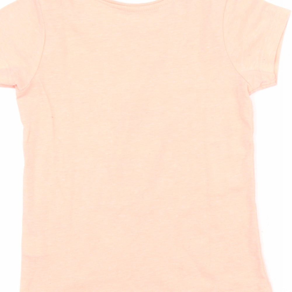 Primark Girls Orange  Polyester Pullover T-Shirt Size 5-6 Years Round Neck Pullover