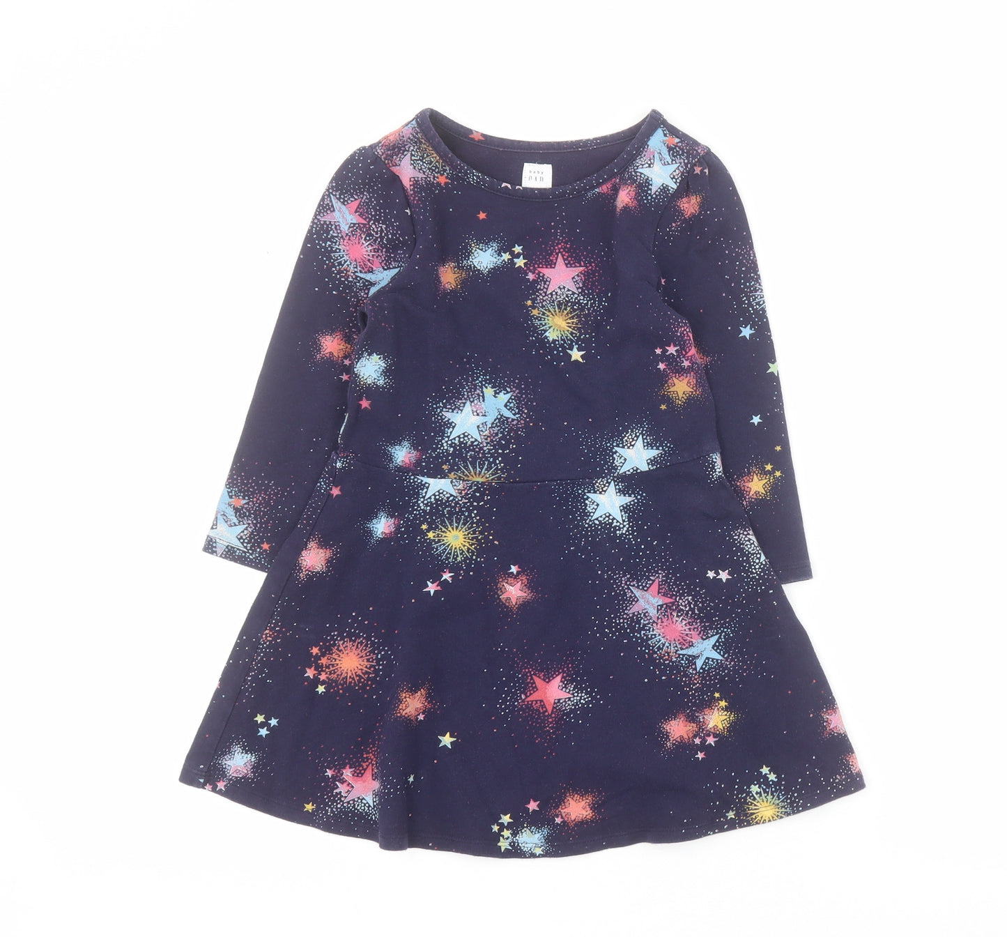Gap Girls Blue  Cotton Jumper Dress  Size 4 Years  Round Neck Pullover - Star