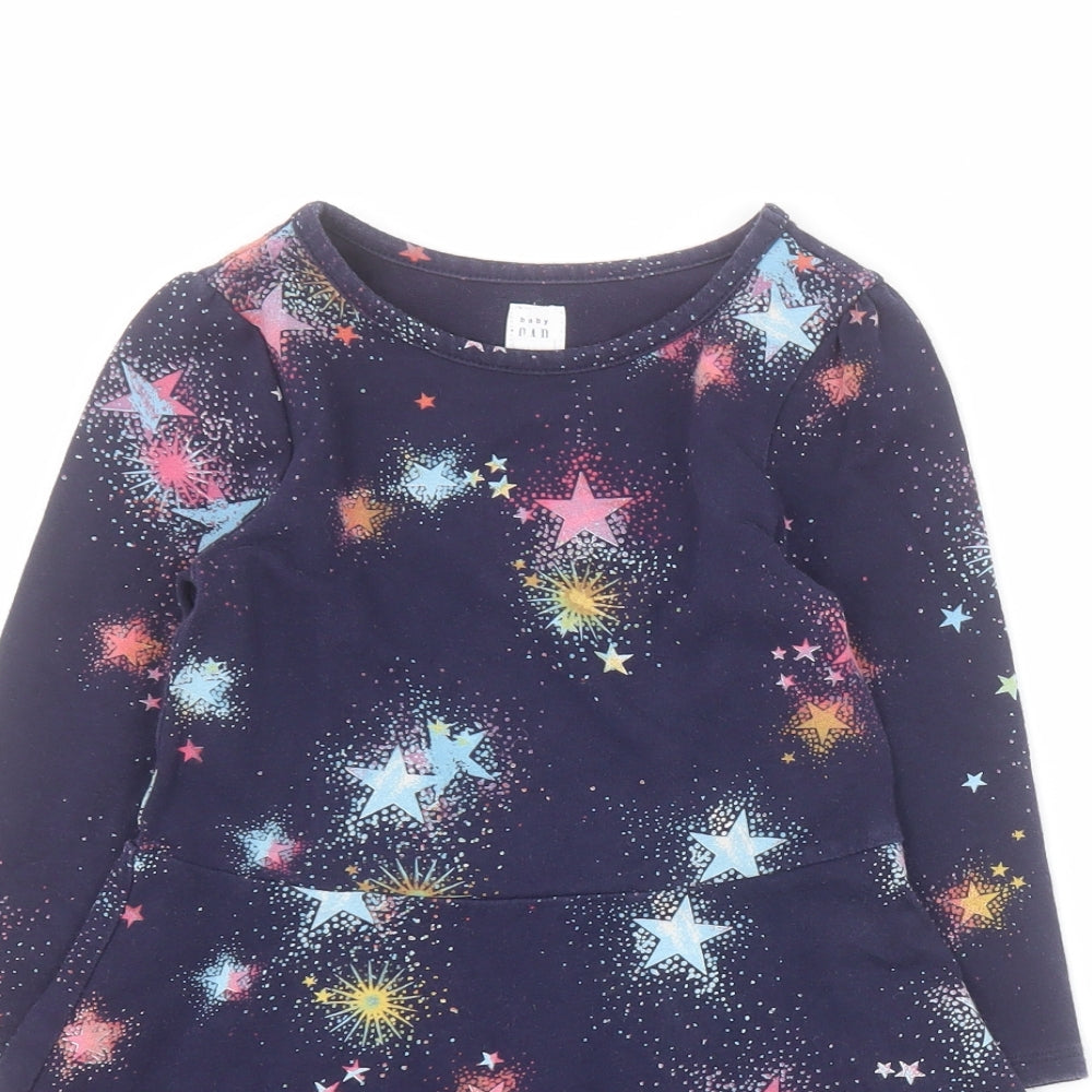 Gap Girls Blue  Cotton Jumper Dress  Size 4 Years  Round Neck Pullover - Star