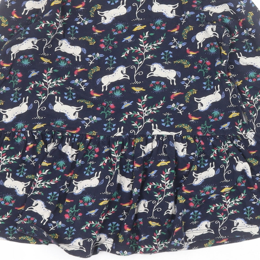 Gap Girls Blue Floral 100% Cotton Pullover T-Shirt Size 5 Years Round Neck Pullover - Unicorn