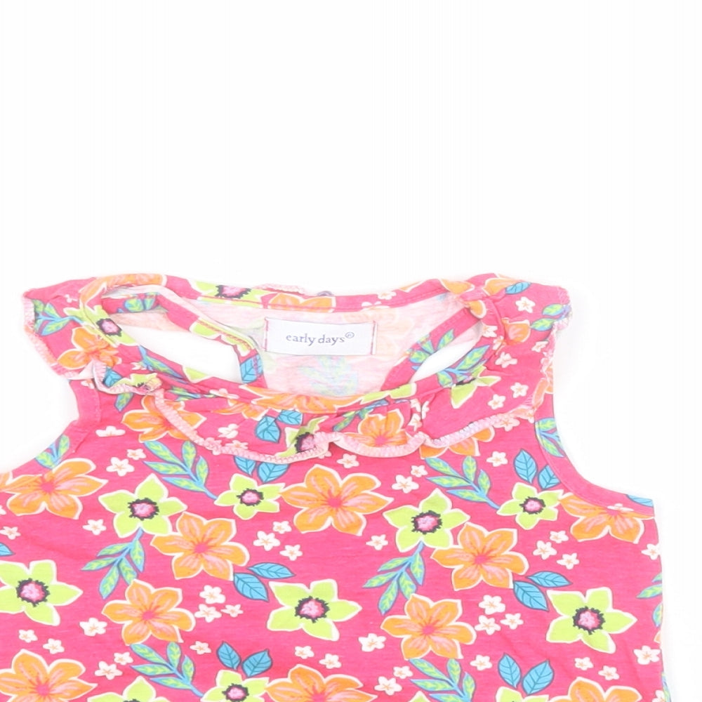 Early Days Baby Pink Floral 100% Cotton Basic Tank Size 18-24 Months Round Neck Pullover