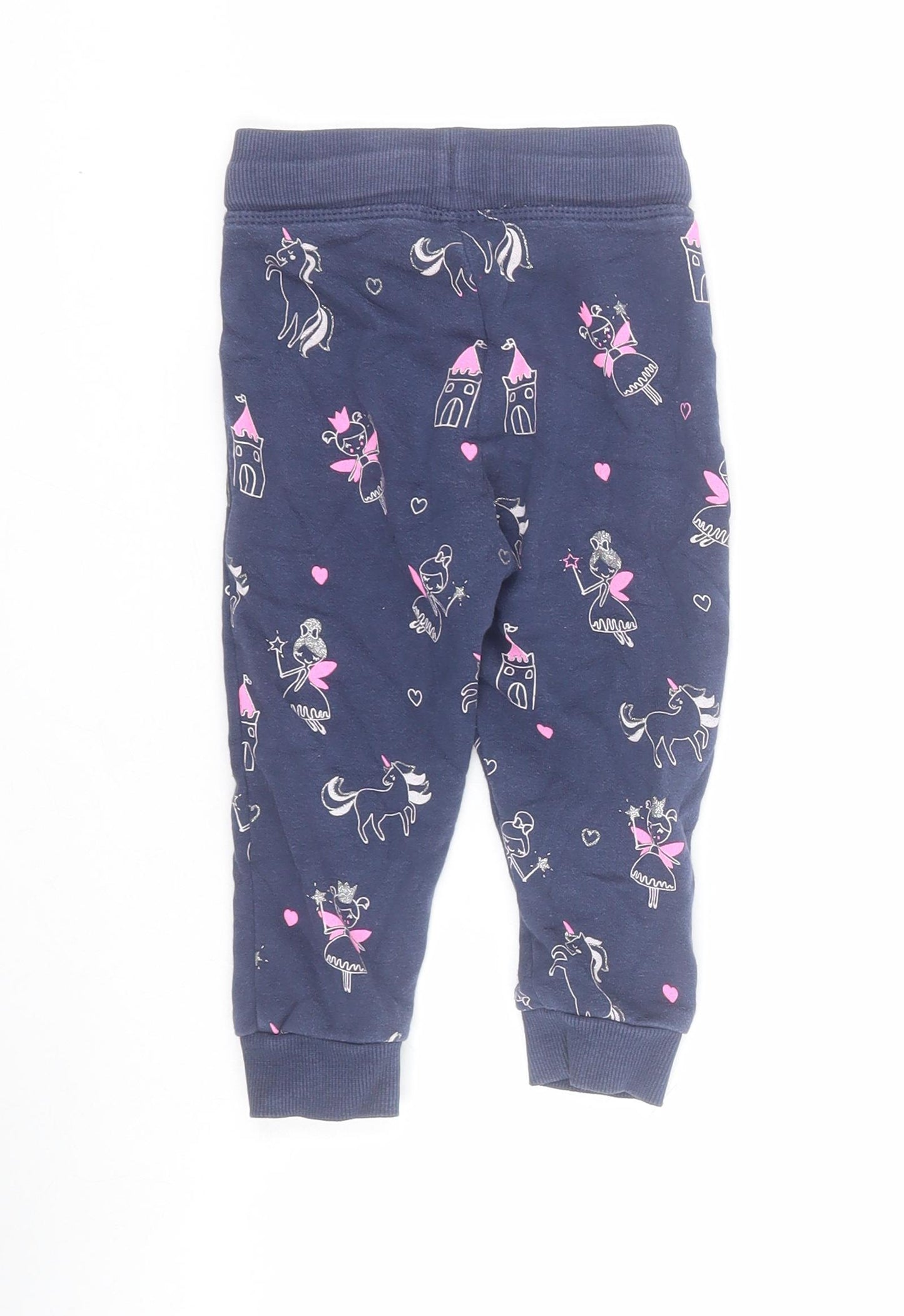 Dunnes Baby Blue  Cotton Jogger Trousers Size 12-18 Months  Drawstring - Fairy