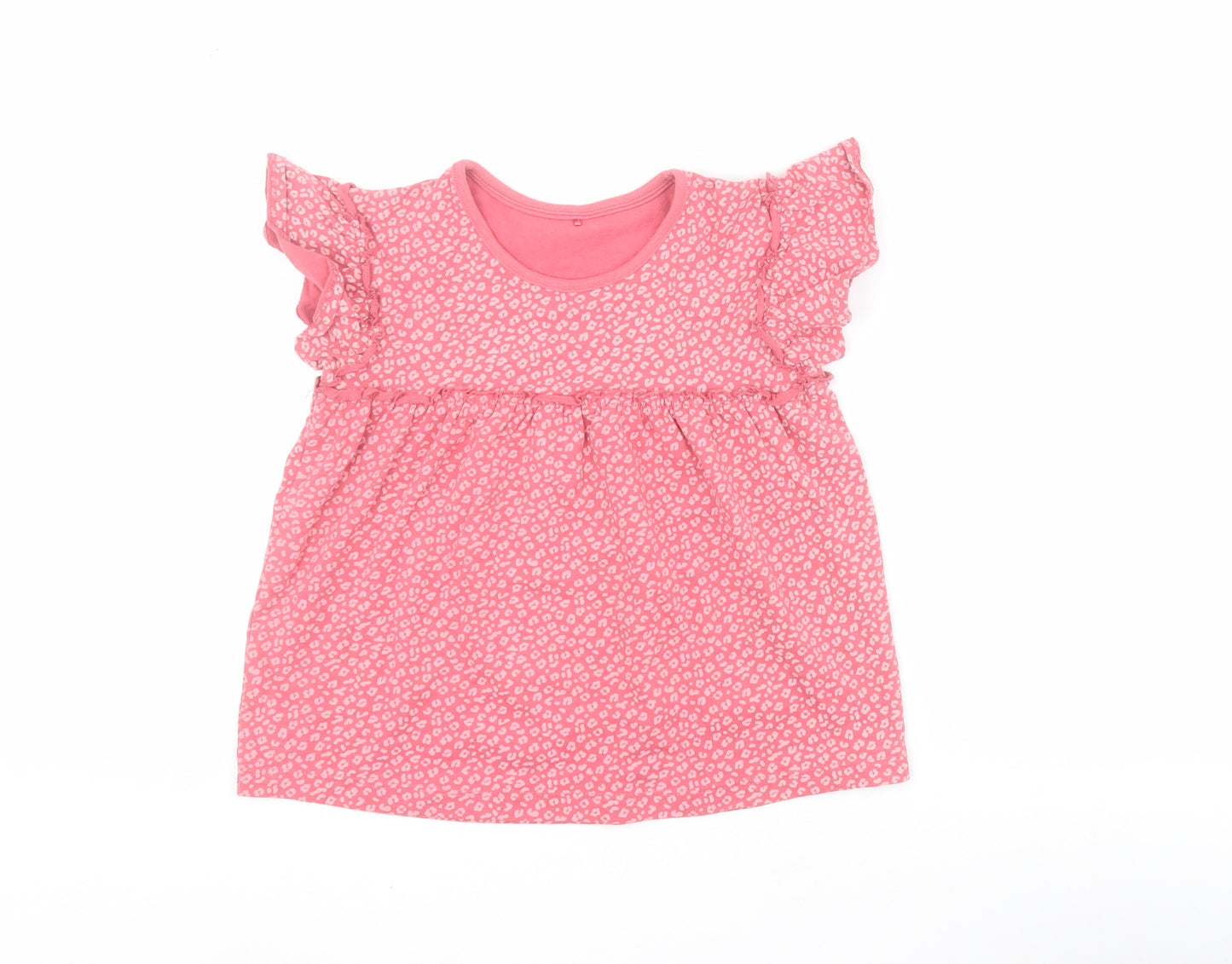 George Girls Pink Animal Print 100% Cotton Pullover T-Shirt Size 4-5 Years Round Neck Pullover