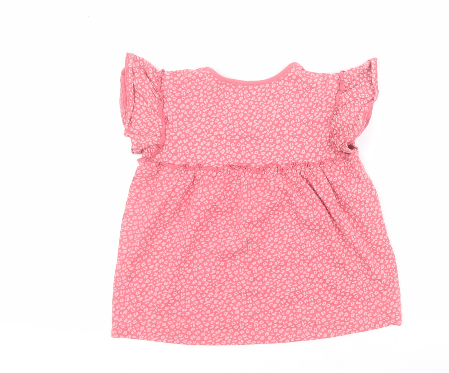 George Girls Pink Animal Print 100% Cotton Pullover T-Shirt Size 4-5 Years Round Neck Pullover