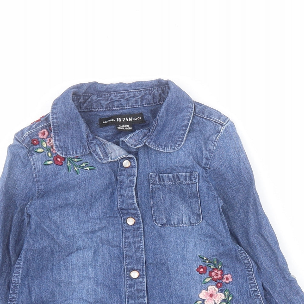 Primark Baby Blue  100% Cotton Basic Button-Up Size 18-24 Months Collared Button