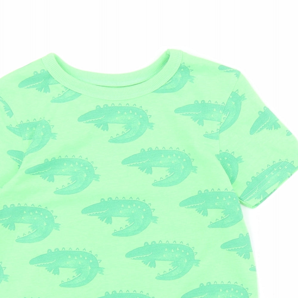 George Boys Green  Polyester Pullover T-Shirt Size 5-6 Years Crew Neck Pullover - Crocodile