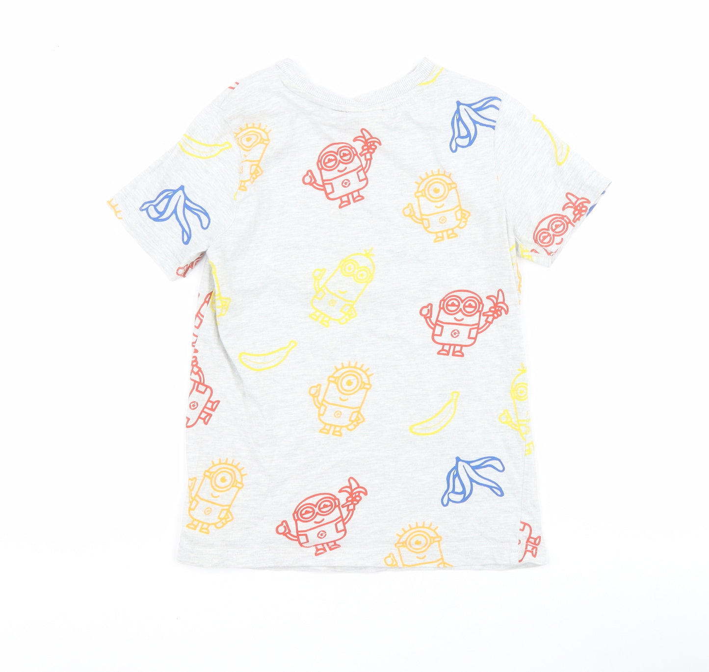 F&F Boys Grey  Cotton Pullover T-Shirt Size 6-7 Years Crew Neck Pullover - Minions