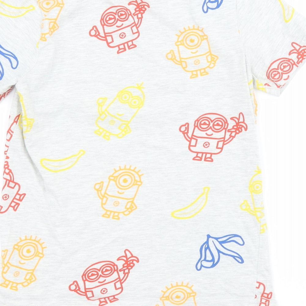 F&F Boys Grey  Cotton Pullover T-Shirt Size 6-7 Years Crew Neck Pullover - Minions