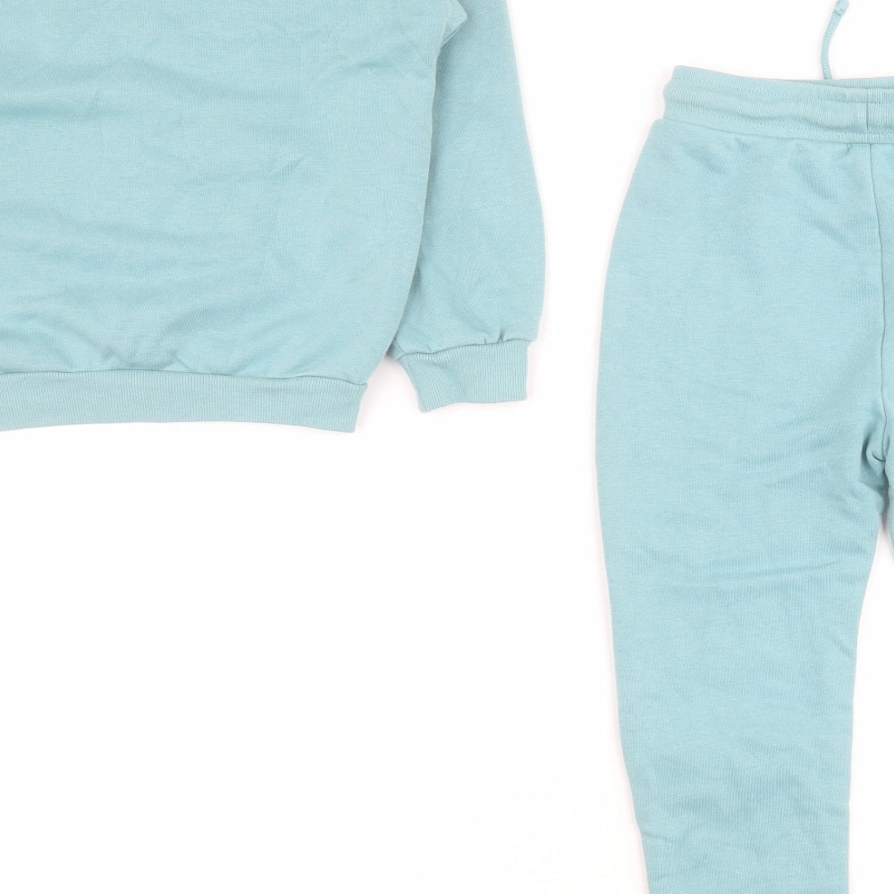 George Boys Blue Solid Cotton  Lounge Set Size 5-6 Years  Pullover - Fox