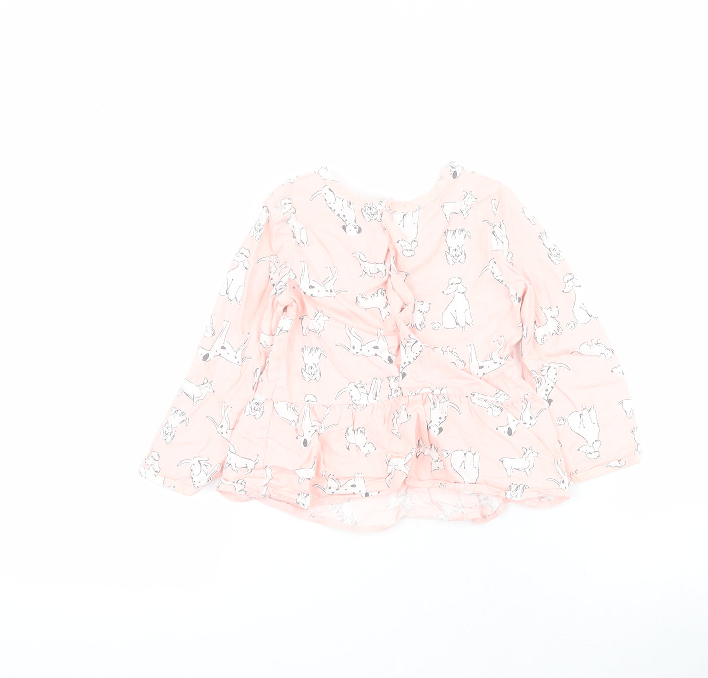 Carter's Baby Pink  Cotton Basic Blouse Size 24 Months Round Neck Snap - Dogs