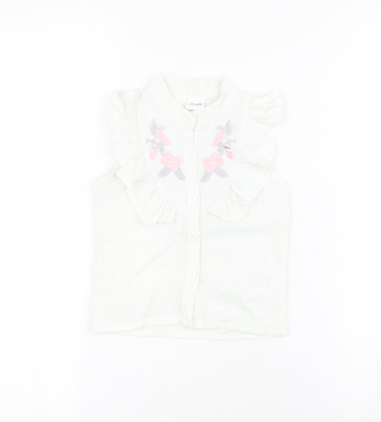 SheIn Baby White  100% Cotton Basic Button-Up Size 18-24 Months Collared Button