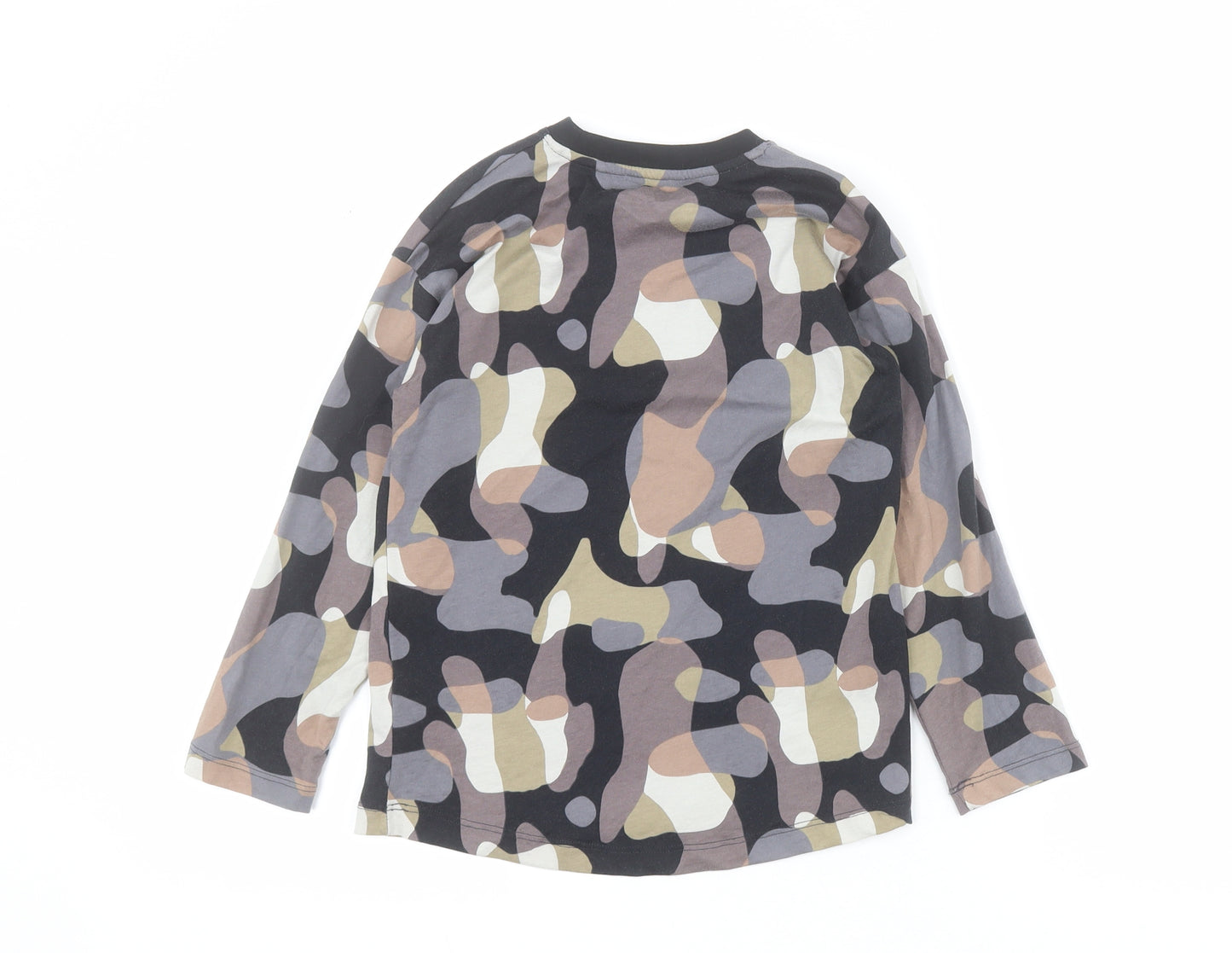 NEXT Girls Brown Camouflage 100% Cotton Basic T-Shirt Size 5-6 Years Crew Neck Pullover