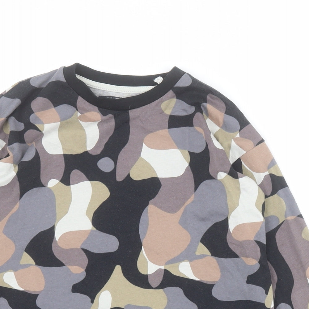 NEXT Girls Brown Camouflage 100% Cotton Basic T-Shirt Size 5-6 Years Crew Neck Pullover