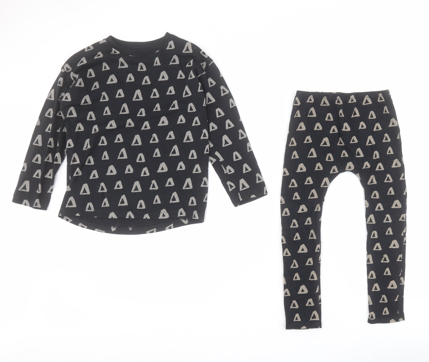 NEXT Boys Black Geometric Cotton  Pyjama Set Size 5-6 Years  Pullover