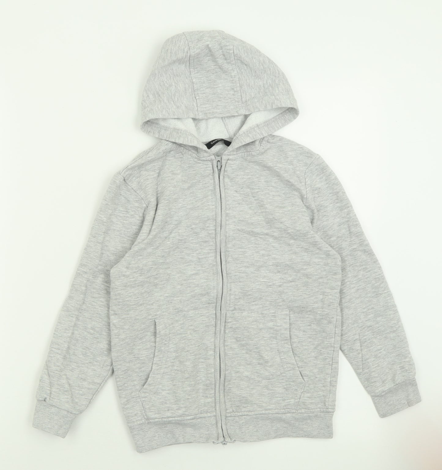 George Boys Grey  Cotton Full Zip Hoodie Size 7-8 Years  Zip