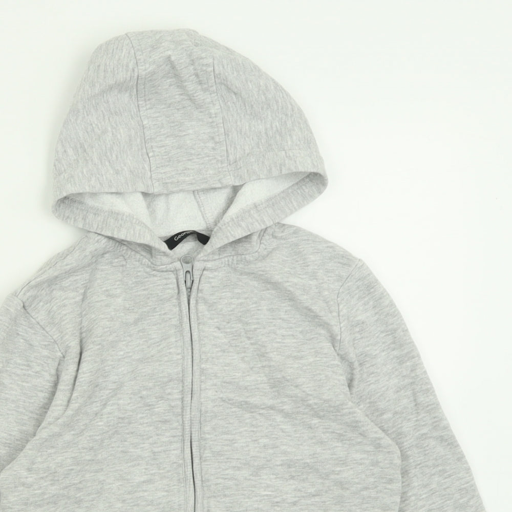 George Boys Grey  Cotton Full Zip Hoodie Size 7-8 Years  Zip