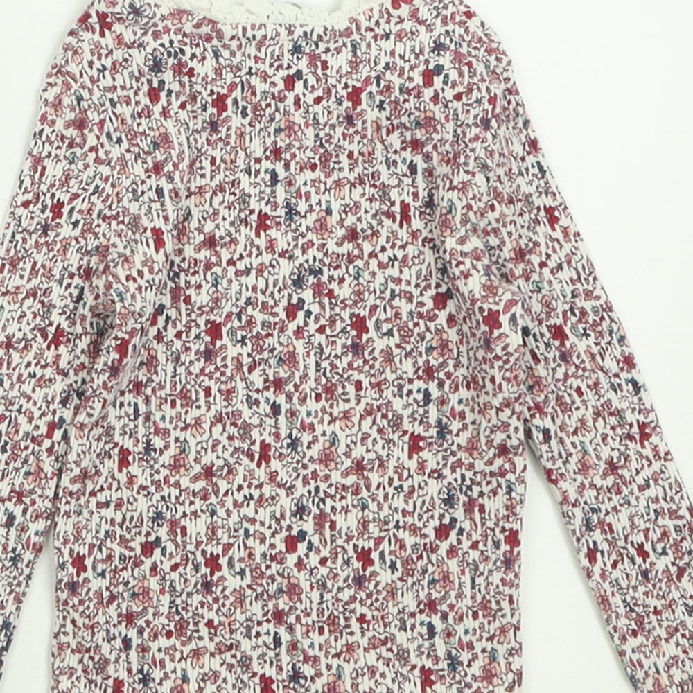 George Girls Pink Floral Cotton Basic Casual Size 2 Years Crew Neck Pullover