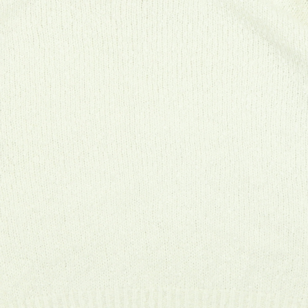 Nutmeg Womens White Crew Neck  Acrylic Pullover Jumper Size 20
