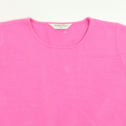 Dorothy Perkins Womens Pink  Acrylic Basic T-Shirt Size 12 Crew Neck