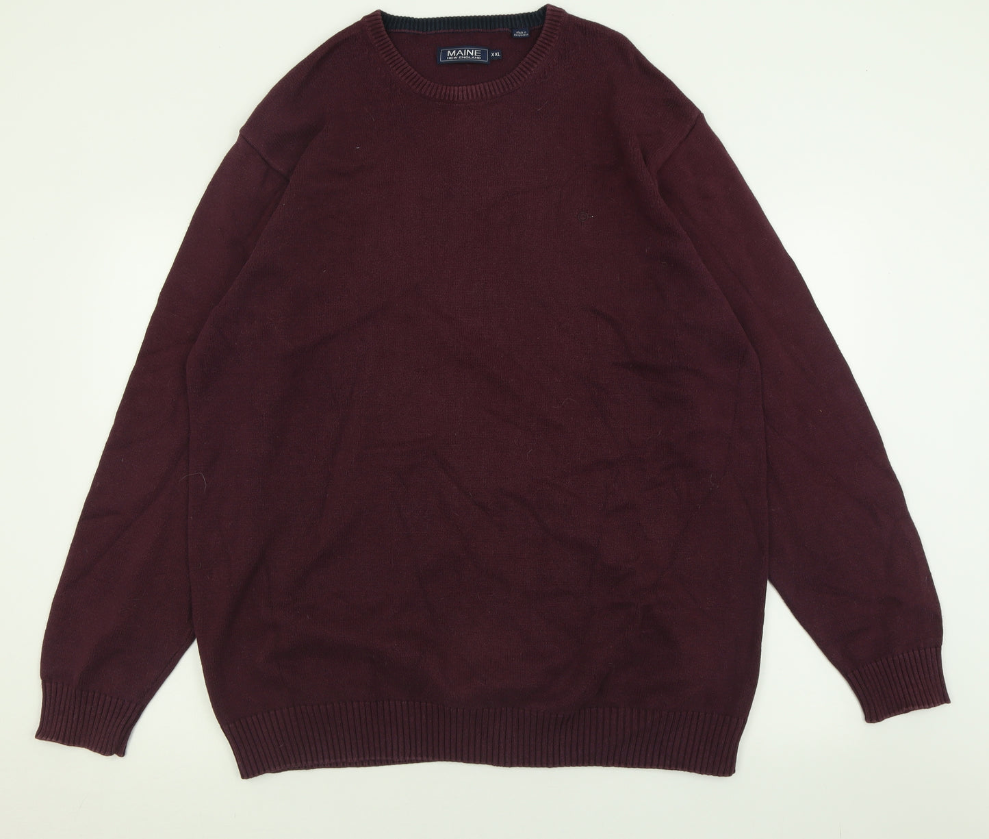 Maine Mens Purple Crew Neck  Cotton Pullover Jumper Size 2XL