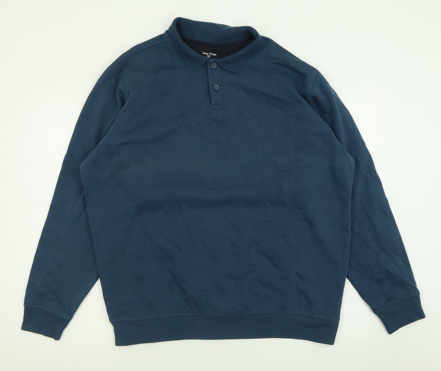 James pringle Mens Blue Collared  Cotton Pullover Jumper Size XL