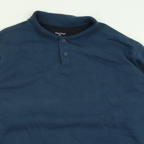 James pringle Mens Blue Collared  Cotton Pullover Jumper Size XL