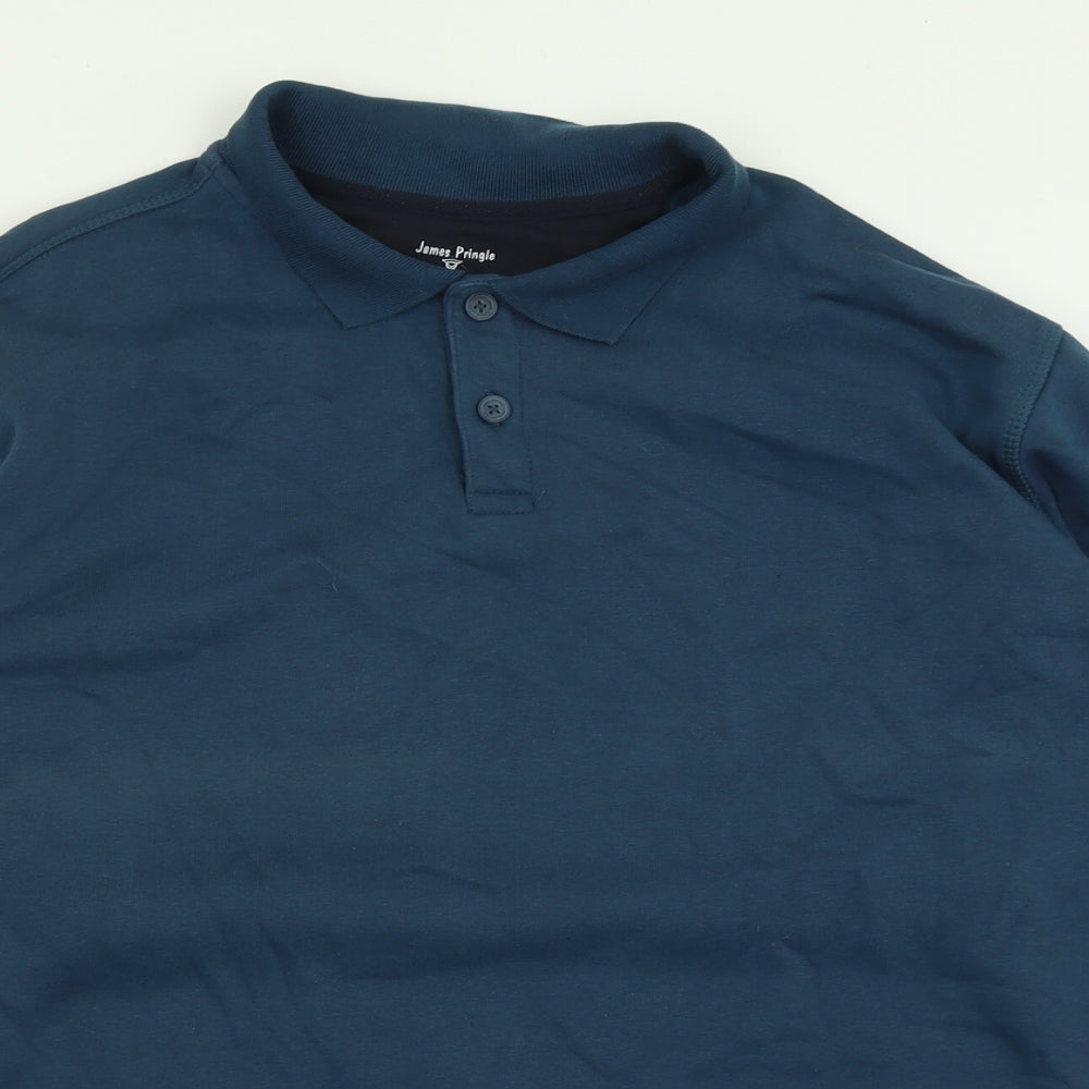 James pringle Mens Blue Collared  Cotton Pullover Jumper Size XL