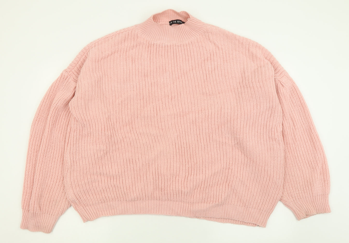 In the Style Womens Pink High Neck  Acrylic Pullover Jumper Size 16