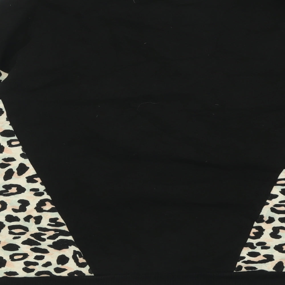 Pull&Bear Womens Black Animal Print Polyester Pullover Sweatshirt Size S  Zip