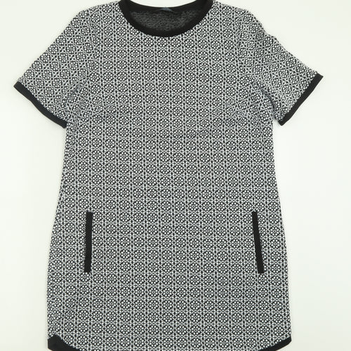 Dorothy Perkins Womens White Floral Polyester A-Line  Size 14  Crew Neck Pullover