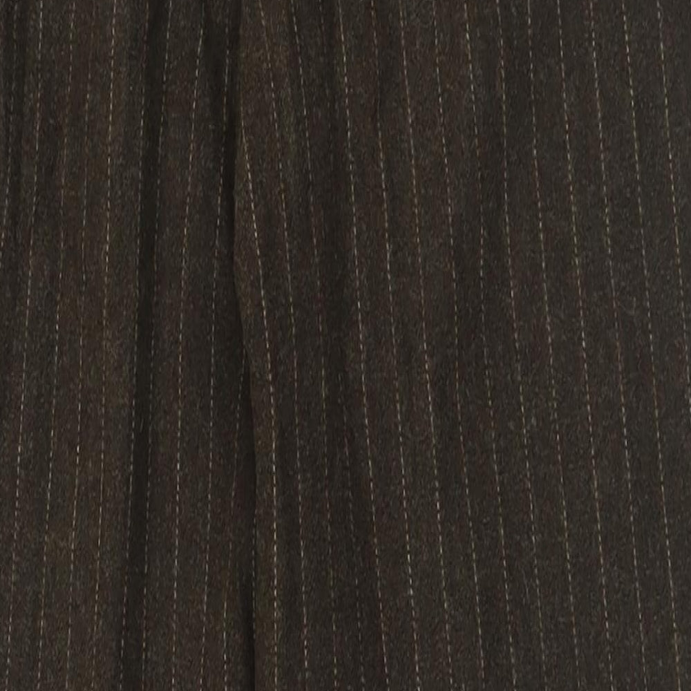 Marks and Spencer Womens Brown Striped Wool Trousers  Size 8 L29 in Regular Button