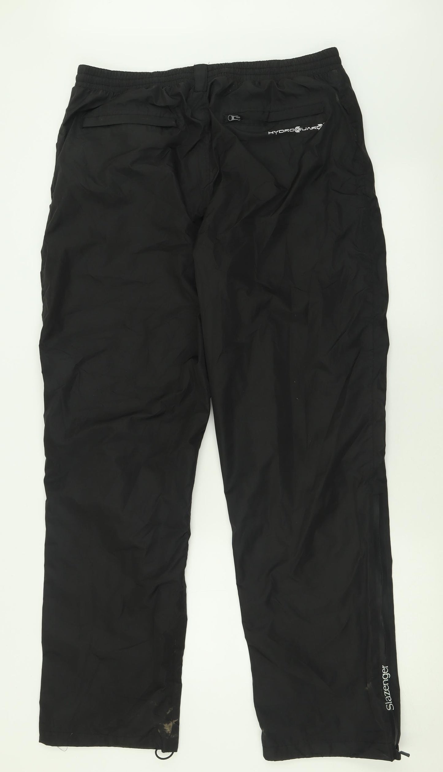Slazenger Mens Black  Polyester Track Pants Trousers Size L L32 in Regular Button