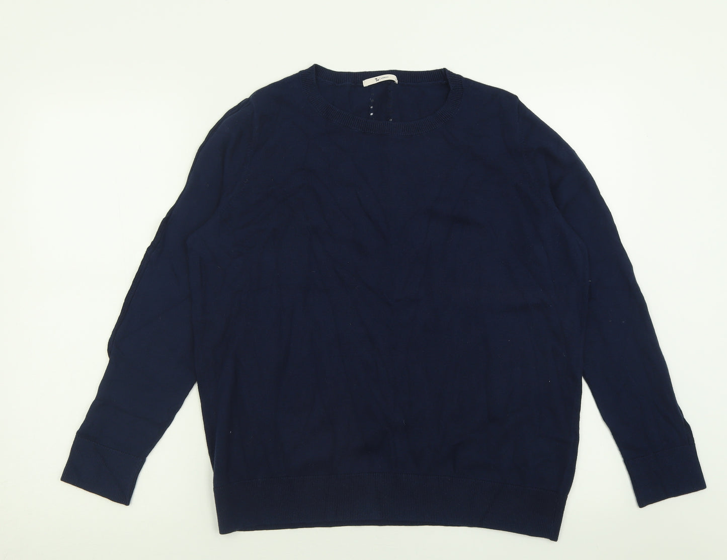 TU Womens Blue Crew Neck  Cotton Pullover Jumper Size 18