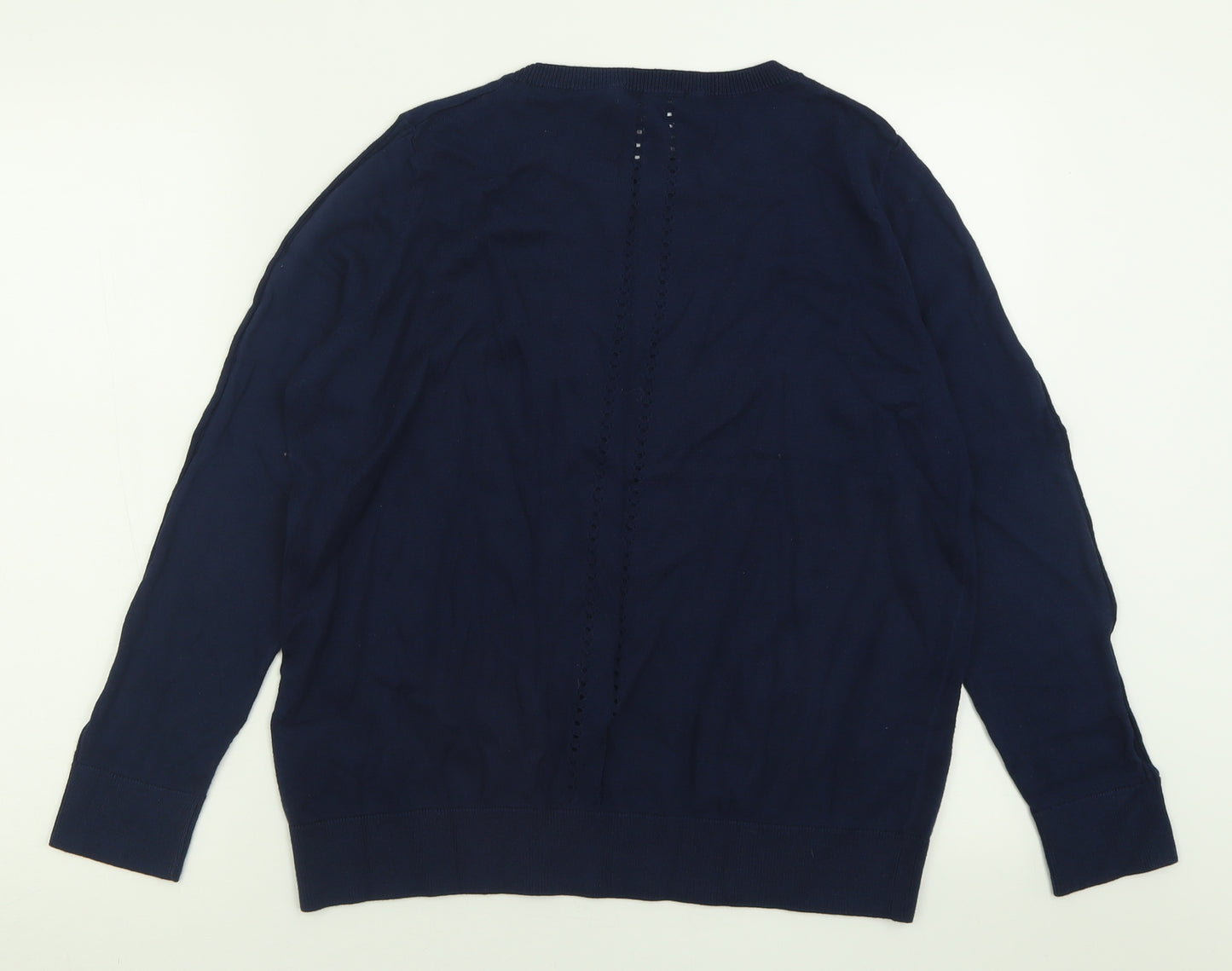 TU Womens Blue Crew Neck  Cotton Pullover Jumper Size 18