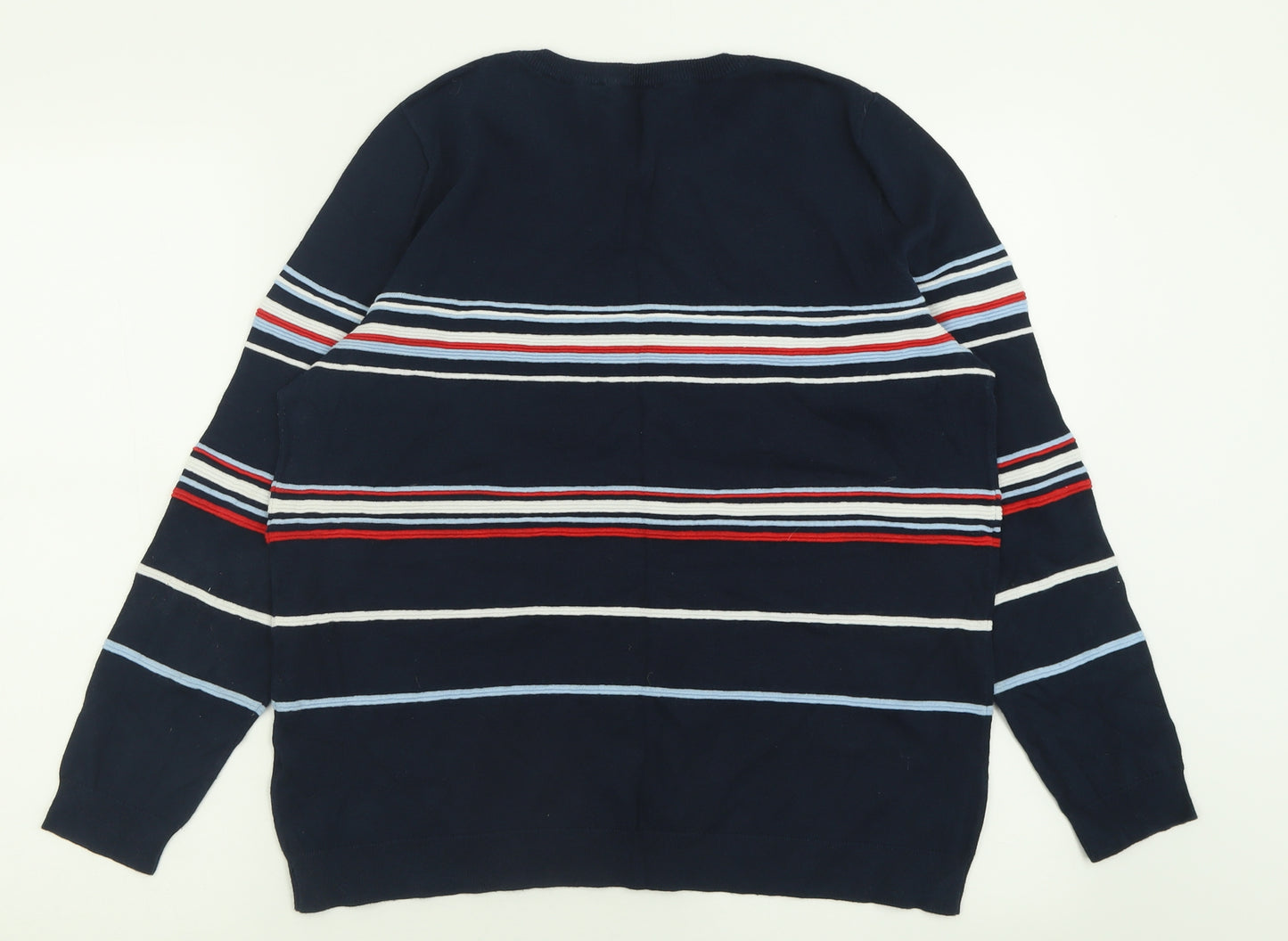 Dorothy Perkins Womens Black Crew Neck Striped Cotton Pullover Jumper Size 16