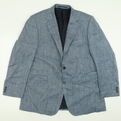 Gieves & Hawkes Mens Blue  Silk Jacket Suit Jacket Size 42