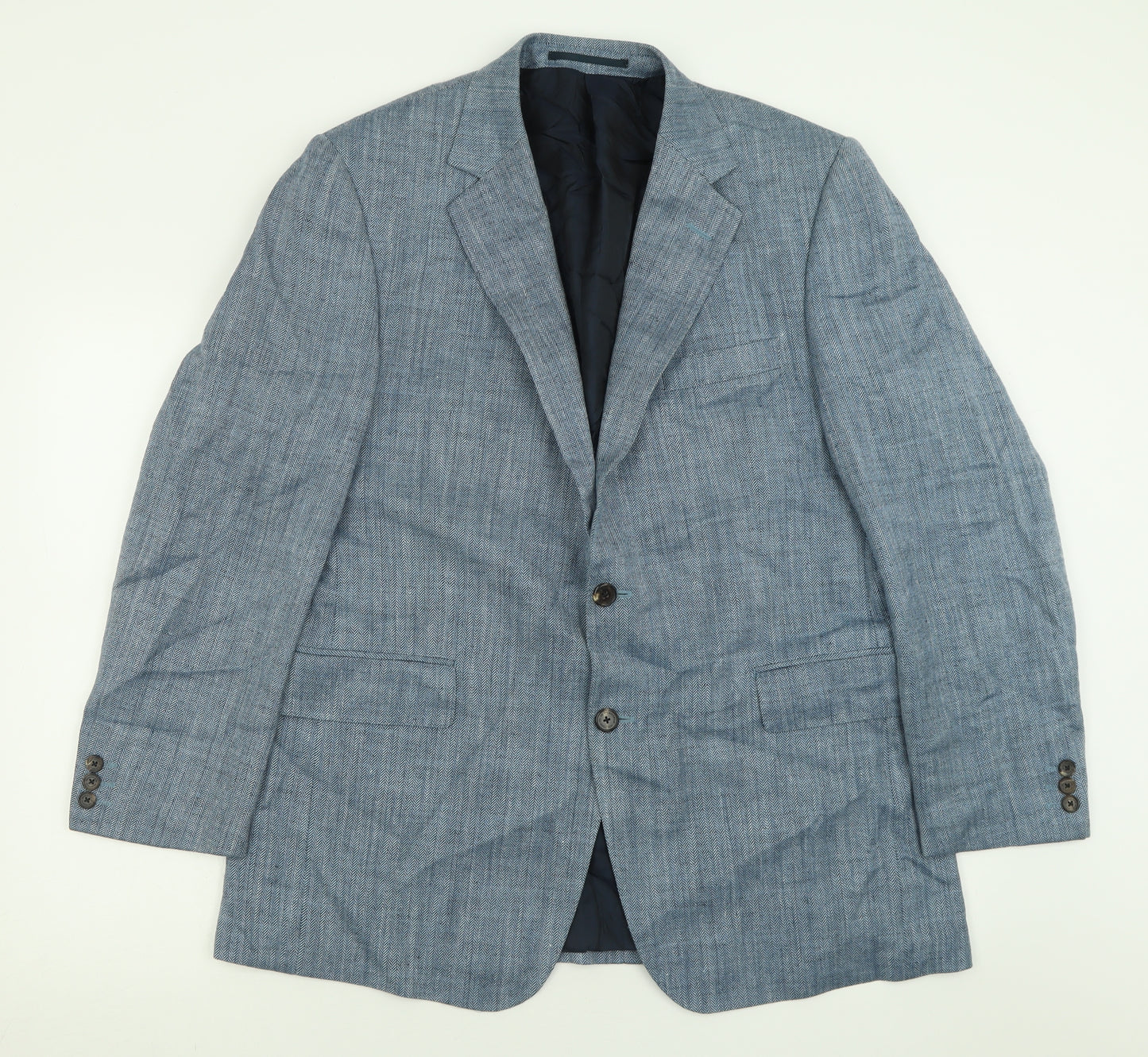 Gieves & Hawkes Mens Blue  Silk Jacket Suit Jacket Size 42