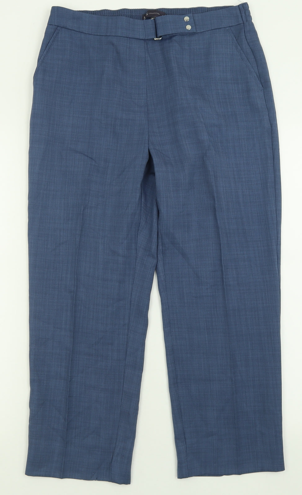 Marks and Spencer Womens Blue  Polyester Trousers  Size 12 L25 in Regular Button