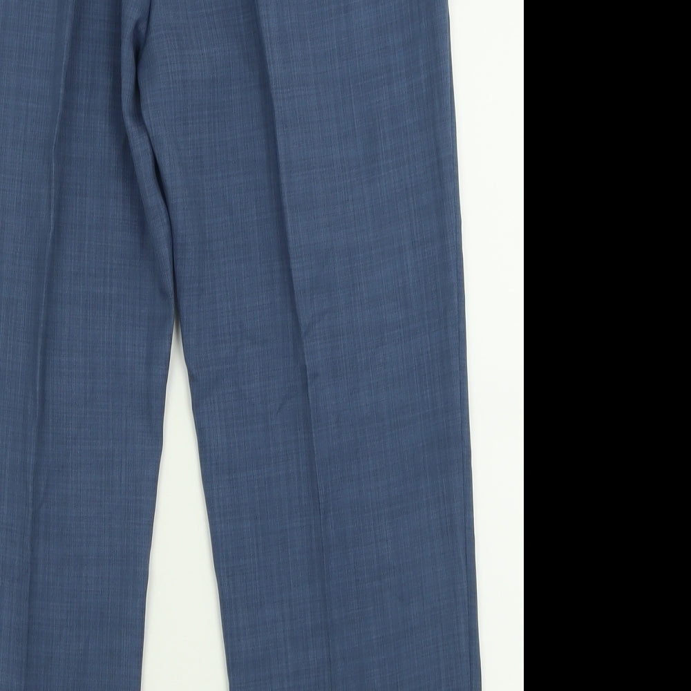 Marks and Spencer Womens Blue  Polyester Trousers  Size 12 L25 in Regular Button