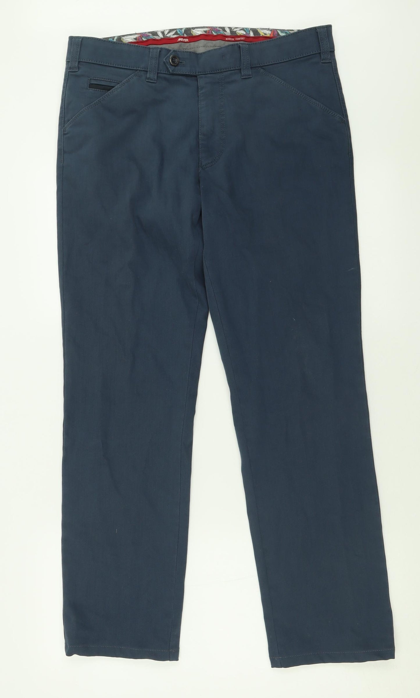 Meyer Mens Black  Cotton Trousers  Size 32 L30 in Regular Button