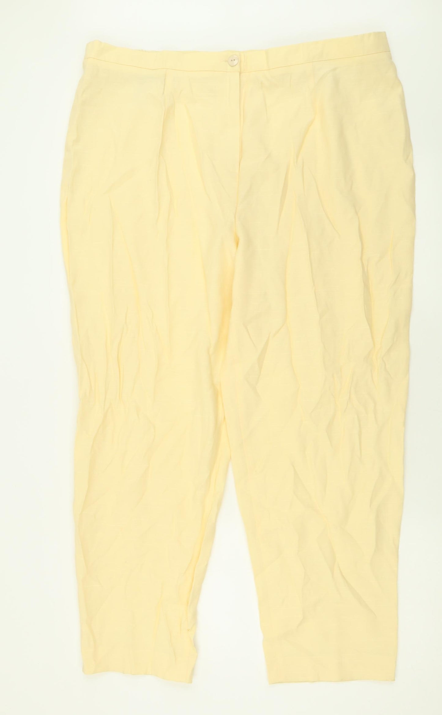 Preworn Womens Yellow  Polyester Trousers  Size 24 L28 in Regular Button