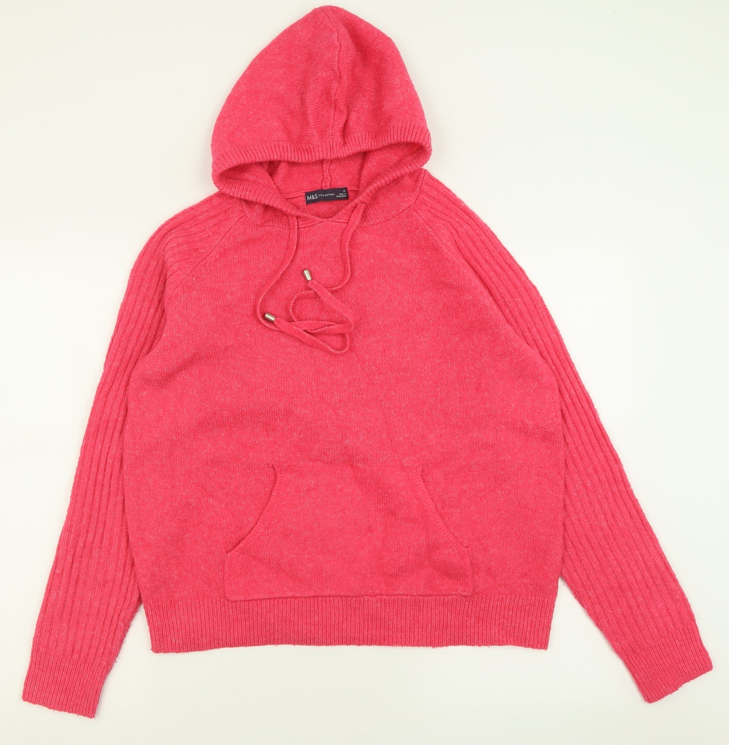 Marks and Spencer Womens Pink  Acrylic Pullover Hoodie Size M  Pullover