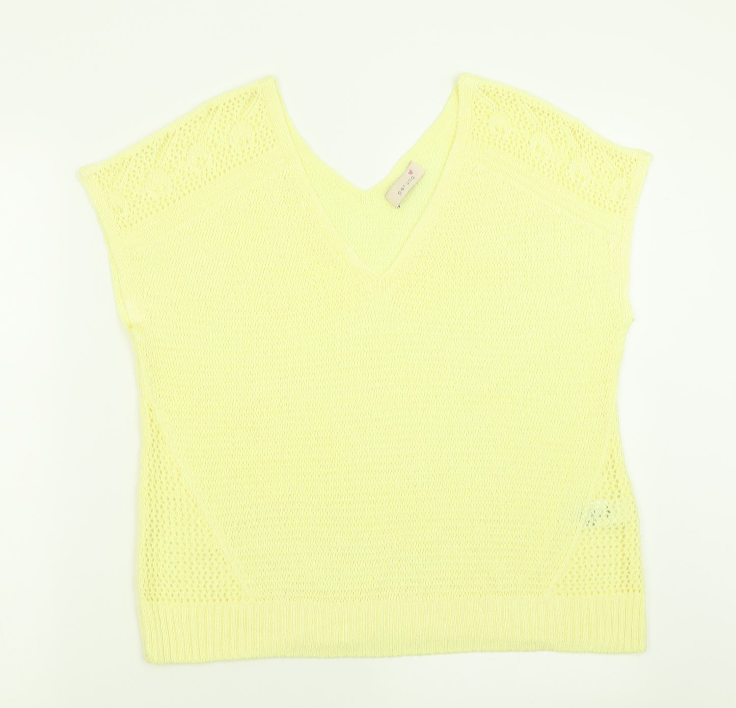 Per Una Womens Yellow V-Neck  Acrylic Pullover Jumper Size 16