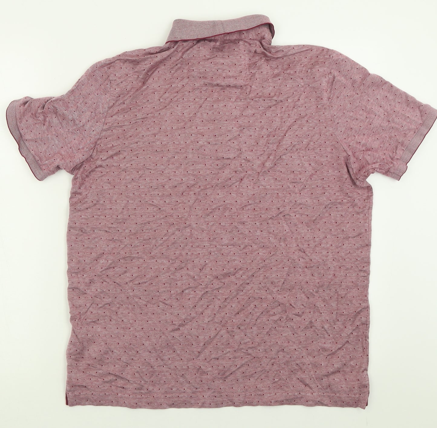 Fynch-Hatton Mens Purple Geometric Cotton  Polo Size M Collared Button