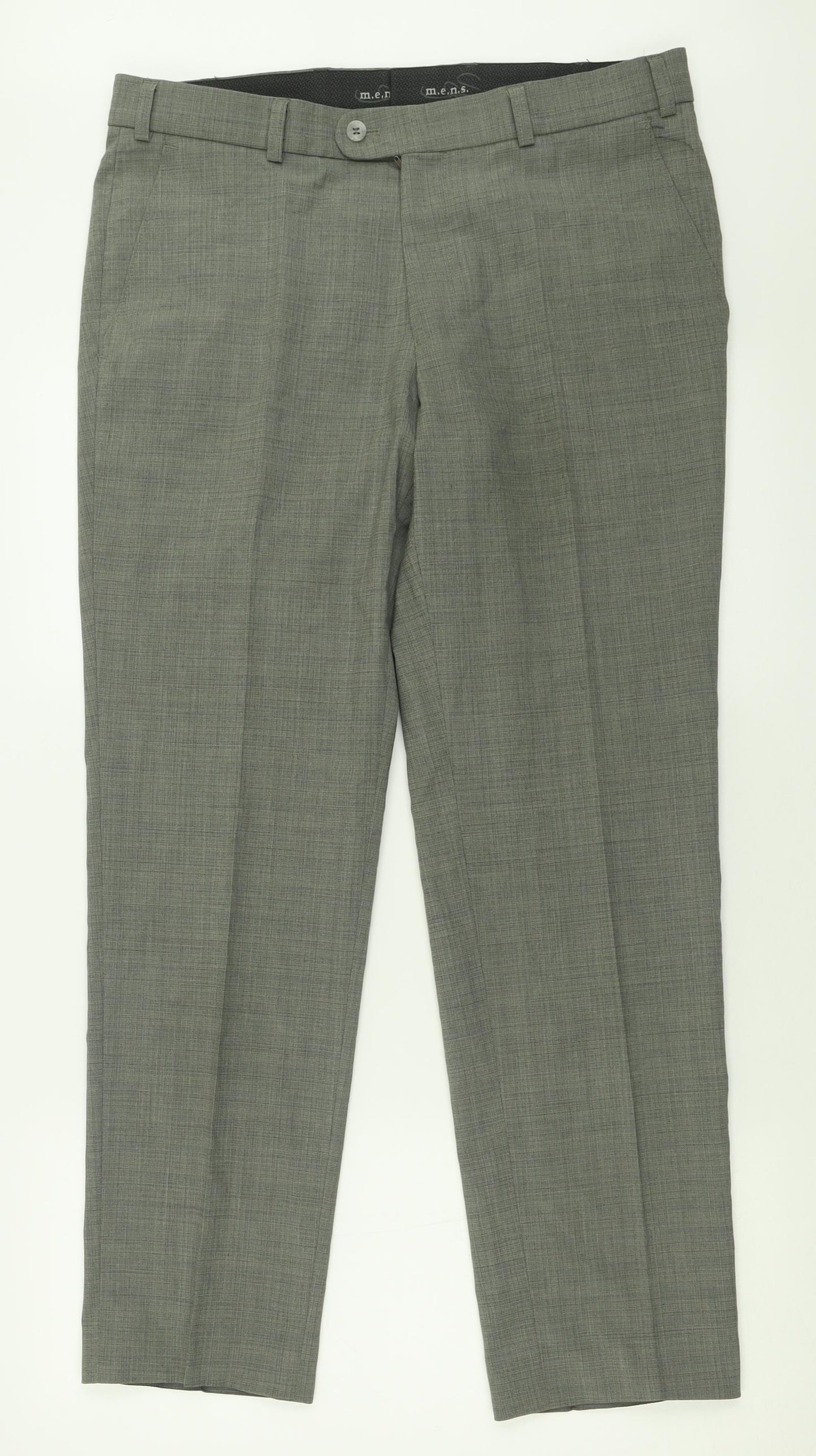 m.e.n Mens Grey  Polyester Trousers  Size 34 L30 in Regular Button