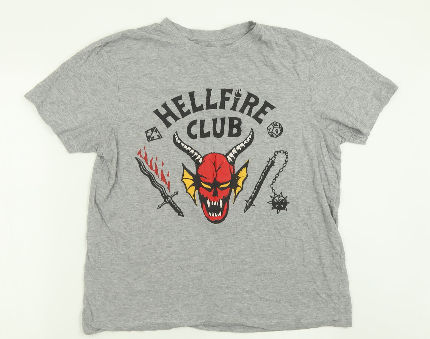 Primark Womens Grey  Cotton Basic T-Shirt Size XL Crew Neck - Stranger Things